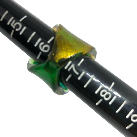 Handcrafted Dichroic Glass Statement Rings Blue & Green Tones Size 6.5 - Picture 5 of 6
